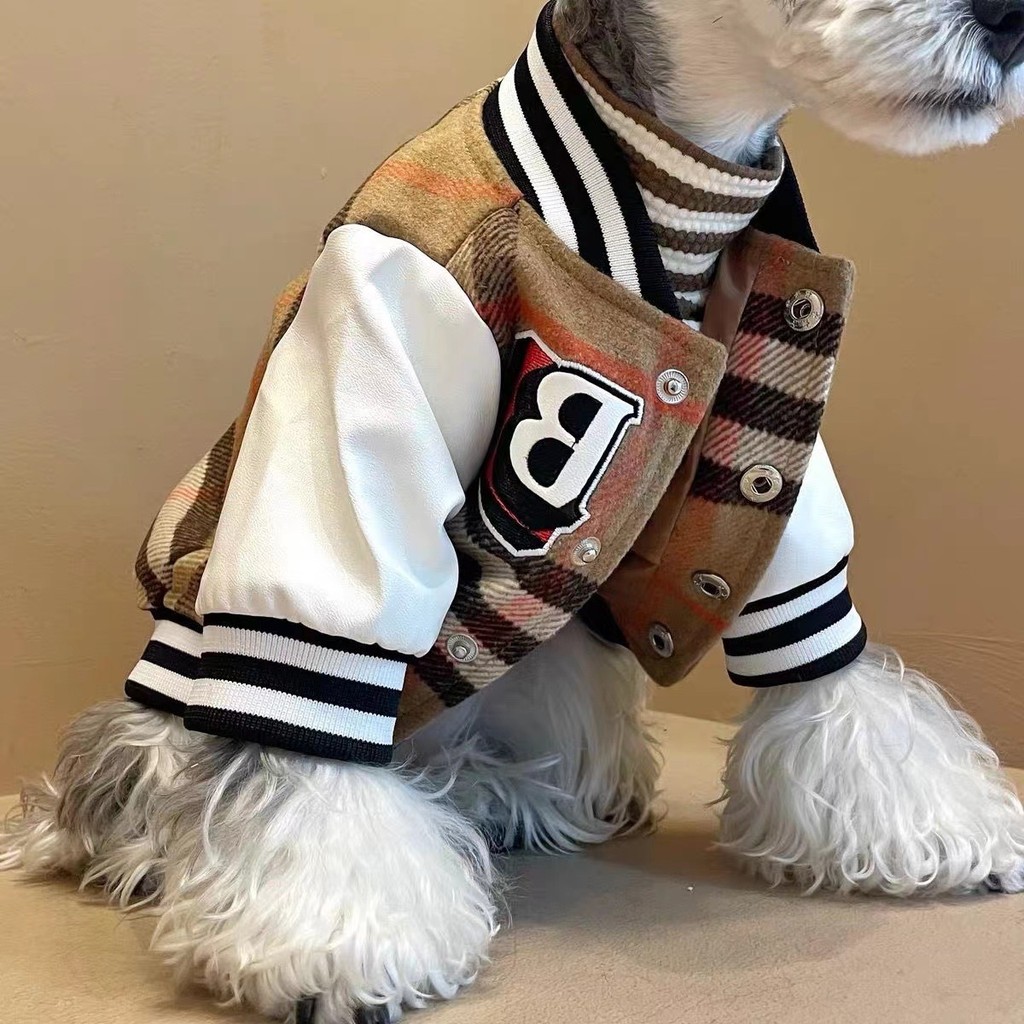 เสื้อแจ็คเก็ตเบสบอลสุนัขสําหรับเสื้อผ้าแมวลาย Shih Tzu เสื้อหนาวสําหรับ Teddy Schnauzer Poodle ชุดลูกสุนัข