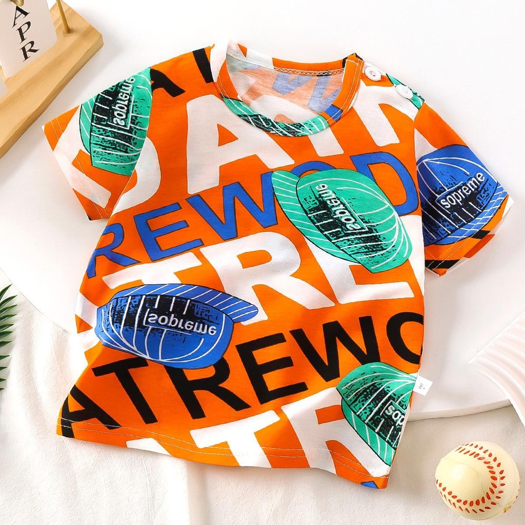 เสื้อยืด สำหรับเด็ก พิมพ์ลายการ์ตูนสุดน่ารัก เสื้อยืด คอกลม แขนสั้น ผ้านุ่ม เหมาะสำหรับ3เดือน-3ปีเด็กหญิง เด็กผู้ชายDA-O - รูปที่ 7