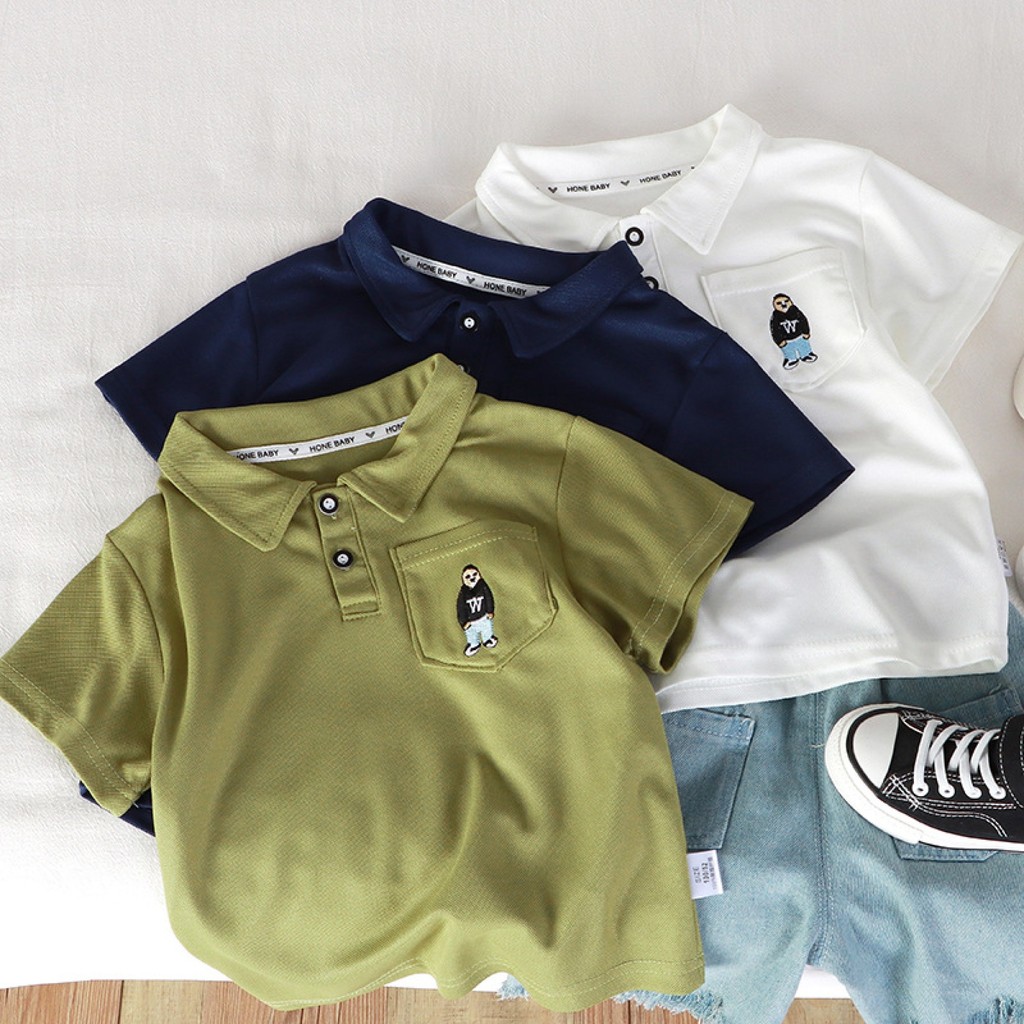 80-160 ซม เด ็ กฤดูร ้ อนแขนสั ้ นเสื ้ อโปโลชายหญิงปักเสื ้ อแฟชั ่ นด ้ Short-sleeved polo shirt H
