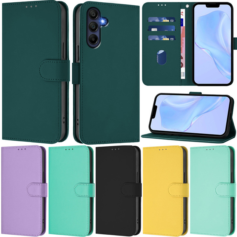 หรูหราสําหรับ Samsung Galaxy A56 5G A36 A26 A16 A17 A55 A35 A06 A54 A34 A14 A25 5G A33 A53 A73 A23 5G M13 4G Matte Book Stand ป้องกันกระเป๋าสตางค์หนังช่องใส่การ์ด – โปรปัง