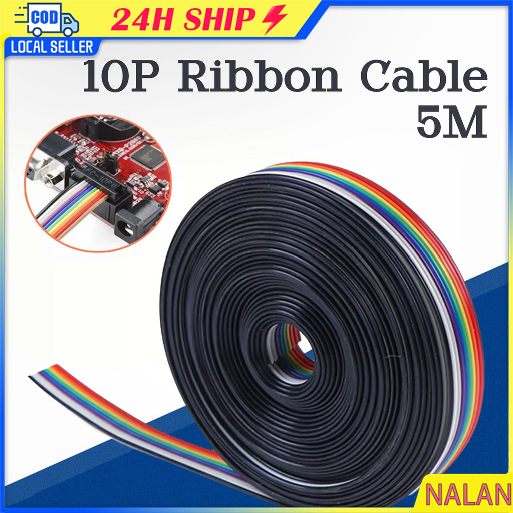ร้านอยู่กทม.สายแพรสีรุ้ง 5เมตร สายแพ10 pin AWG28 ขนาด1.27มม.สำหรับปลั๊กและแตรขนาด 2.54mm