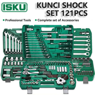 ISKU Tool kit Set 121pcs Kunci Shock Set 72gigi Kunci Ring Pas Set Motor Alat Perbaikan Mobil