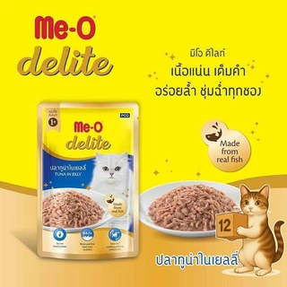 ( ยกโหล 12 ซอง ) Me-O Delite ทูน่า แซลมอน ไก่ กลิ่นหอมเย้ายวน แมวเลียเกลี้ยงซอง อร่อยจนต้องขอเพิ่ม