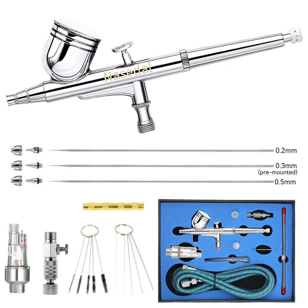Nasedal Dual-action Airbrush Paint Sprayer Makeup 0.3mm/0.5mm 7cc Air Brush Painting Set Face Tattoo Art DIY Tool