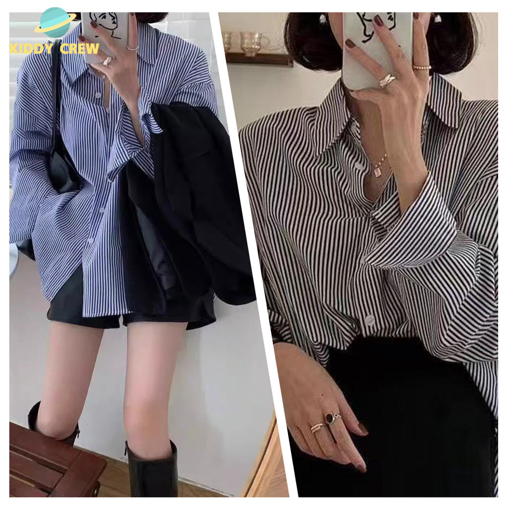เสื้อเชิ้ตแขนยาวลายขีด สวมใส่คลุมตัว กันยูวี