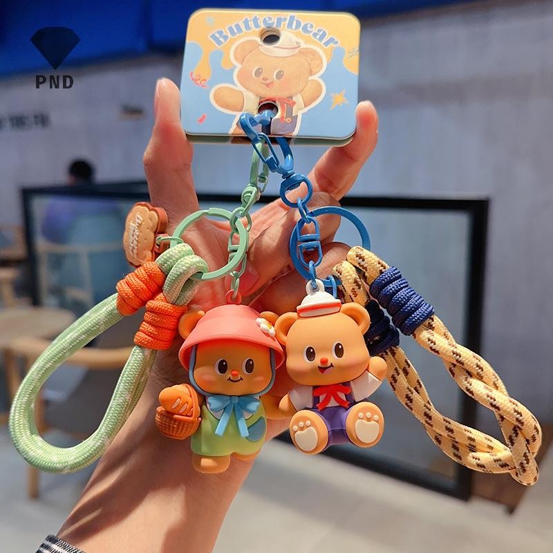 PND พวงกุญแจลายการ์ตูนปิคนิคผจญภัยของเนยหมี พร้อมสร้อยคอ charm น่ารัก