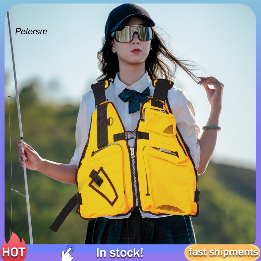 PP Buoyant เสื้อผ้าปรับ Webbing Life Vest Buoyant เสื้อกั๊กตกปลาหลายกระเป๋าแถบสะท้อนแสงความปลอดภัยเส