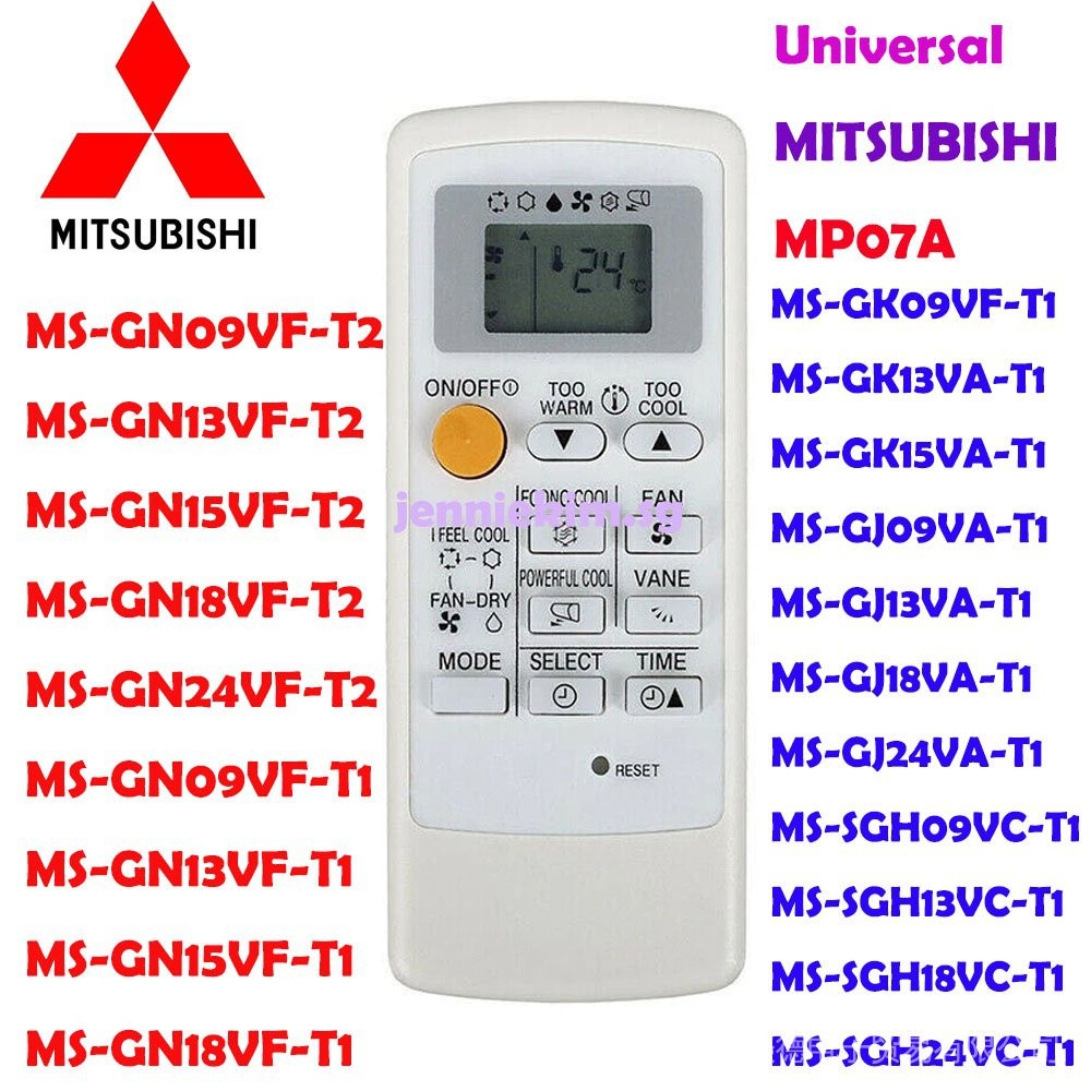 (In stock) รีโมทคอนโทรลเครื่องปรับอากาศสากล Mitsubishi Electric Electric Silver Screen รุ่น MH/MP07A สําหรับ MITSUBISHI AC Remote MP07A