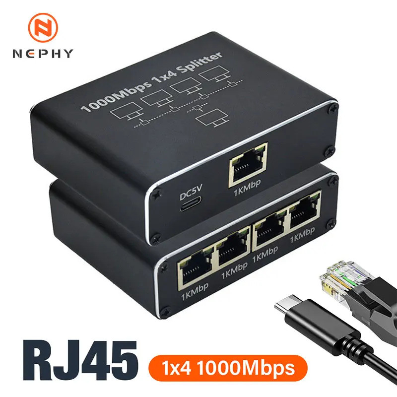 Gigabit Ethernet Splitter 1 ถึง 3/4, 1000Mbps RJ45 LAN Internet Splitter สําหรับคอมพิวเตอร์/ฮับ/สวิต