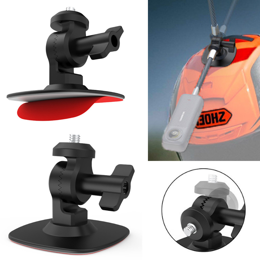 XT-XINTE สําหรับกล้องแอคชั่นหมวกกันน็อคมอเตอร์ไซค์โค้งแบนเมา 180° การหมุนฐานคงที่ที่มีความยืดหยุ่น