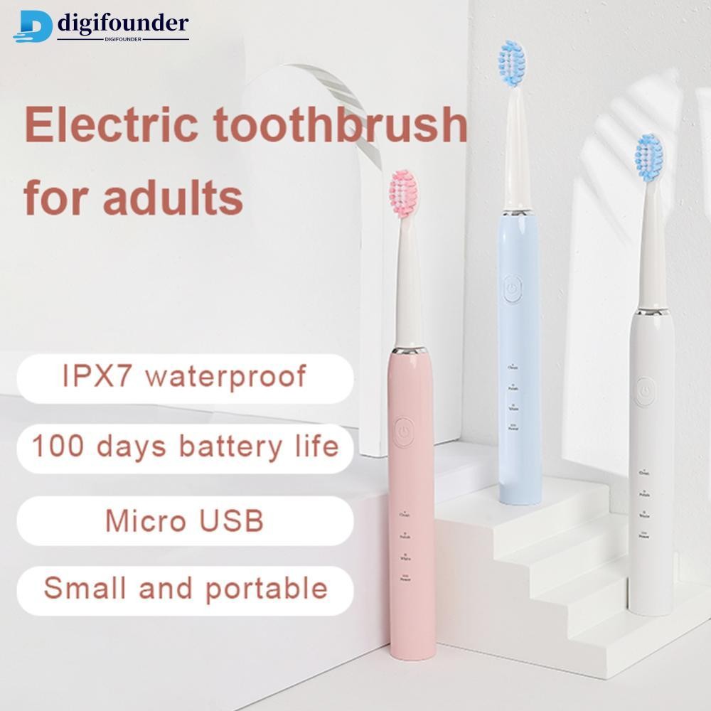 DIGIFOUNDER แปรงสีฟันไฟฟ้าโซนิคแบบพกพาสําหรับผู้ใหญ่ IPX7 แปรงสีฟันกันน้ําความถี่สูง Health Oral Car