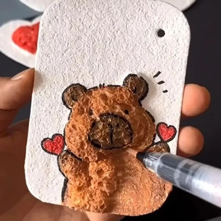 Ohayo โฟมภาพวาดกระดาษ ชุดปากกามาร์คเกอร์ 12 ชิ้น Puffy Texture กระดาษ Magic 3d Art วาดกระดาษสําหรับเด็ก
