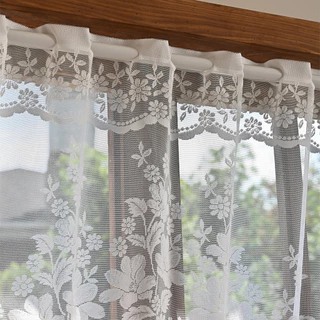 ผ้าม่านครึ่งหน้าต่าง 160*100cm ผ้าม่านสั้น ลูกไม้สีขาว สีขาวตกแต่ง สำหรับตกแต่งบ้าน