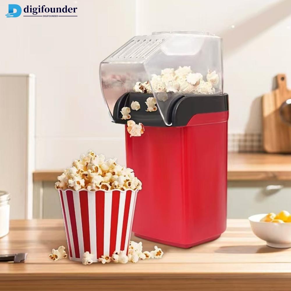 DIGIFOUNDER เครื่องทําป๊อปคอร์นลมร้อน EU/US/UK Oil-Free Family Fun ฝาปิดโปร่งใส Popcorn Maker Party 