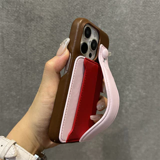 กระเป๋าสตางค์แฟชั่นใส่บัตรเครดิตฝาหลังสําหรับ iPhone 13 12 11 14 15 16 Pro Max Plus สายรัดข้อมือหนัง PU นุ่ม