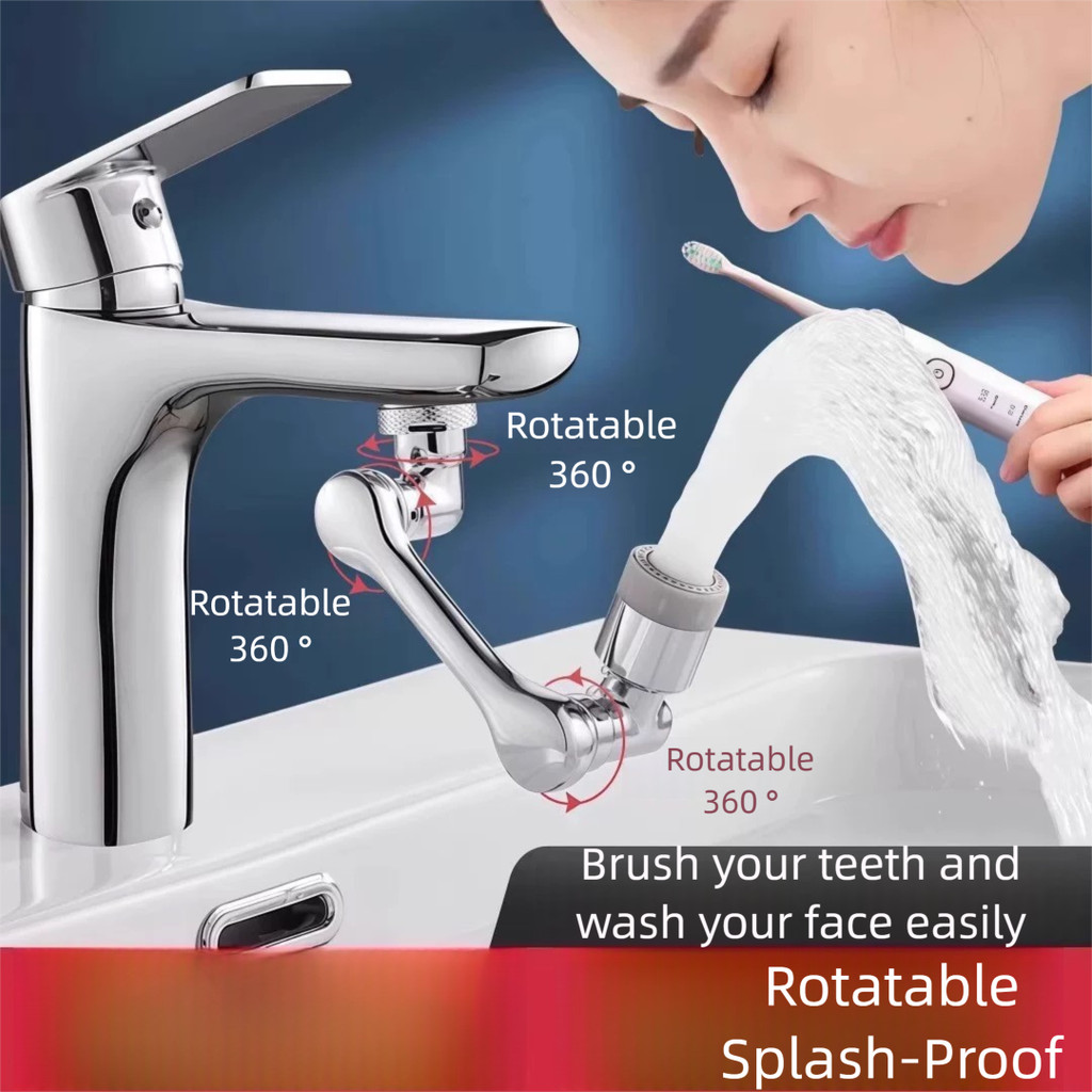 ข้อต่อขยายก๊อกน้ำแขนกล，หัวก๊อกหมุนได้ป้องกันน้ำกระเด็น/Robotic arm tap extender，Rotating faucet aerator
