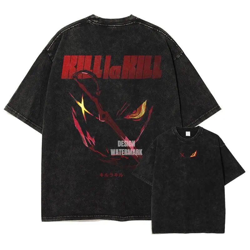 อะนิเมะ เสื้อยืด K-Kill La Kill ขนาดใหญ่ สไตล์วินเทจ ซักแล้ว เสื้อยืด Matoi Ryuuko สำหรับผู้ชาย มังง