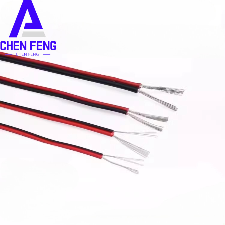 2P สายริบบิ้นแบน UL2468 สายไฟ PVC แถวคู่ทองแดงสีดํา/สีดําและสีแดง