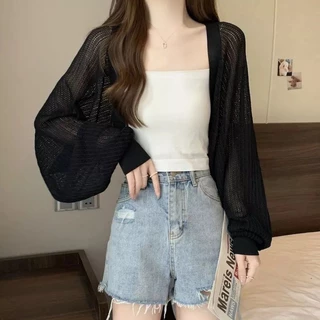 เสื้อคาร์ดิแกนถักสั้นผู้หญิงสไตล์ใหม่ สวมใส่แล้วดูเรียบหรูและทันสมัย