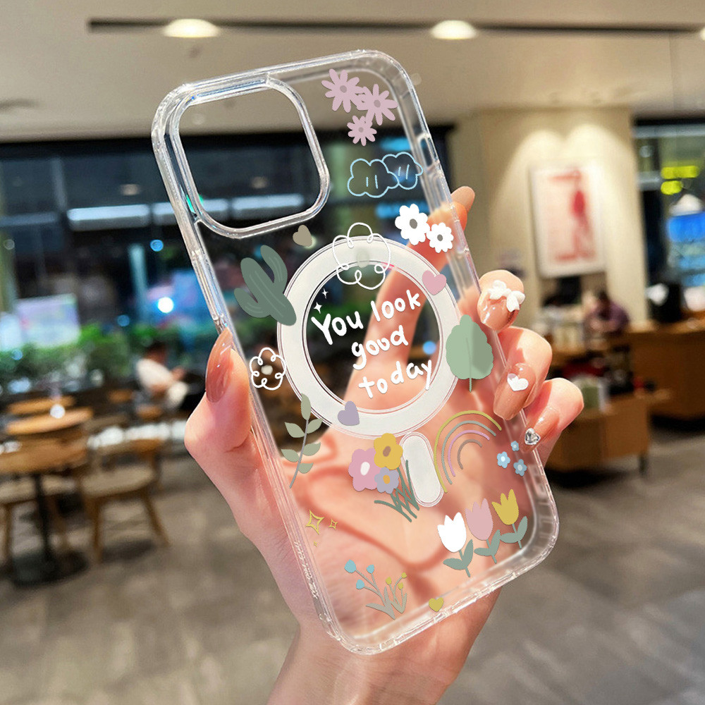 🌸 เคส Samsung A57 A37 A56 A06 A16 A55 A15 A36 A35 A26 A54 S25 S26 S24 S23 Ultra 5G เคสแม่เหล็ก รองรับชาร์จไร้สายFlowers