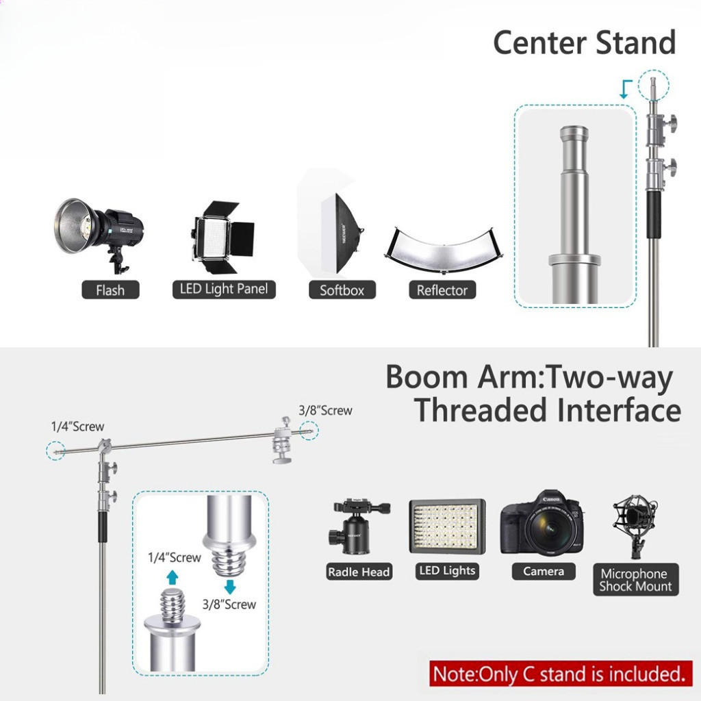 Light Stand Boom Magic C ยืดสูงสุด 330 ซม.(รวมArmสูงสุด430ซม.) ขาบูม Stainless โช๊คสปริง (Boom C ) - รูปที่ 4