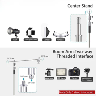 Light Stand Boom Magic C ยืดสูงสุด 330 ซม.(รวมArmสูงสุด430ซม.) ขาบูม Stainless โช๊คสปริง (Boom C )