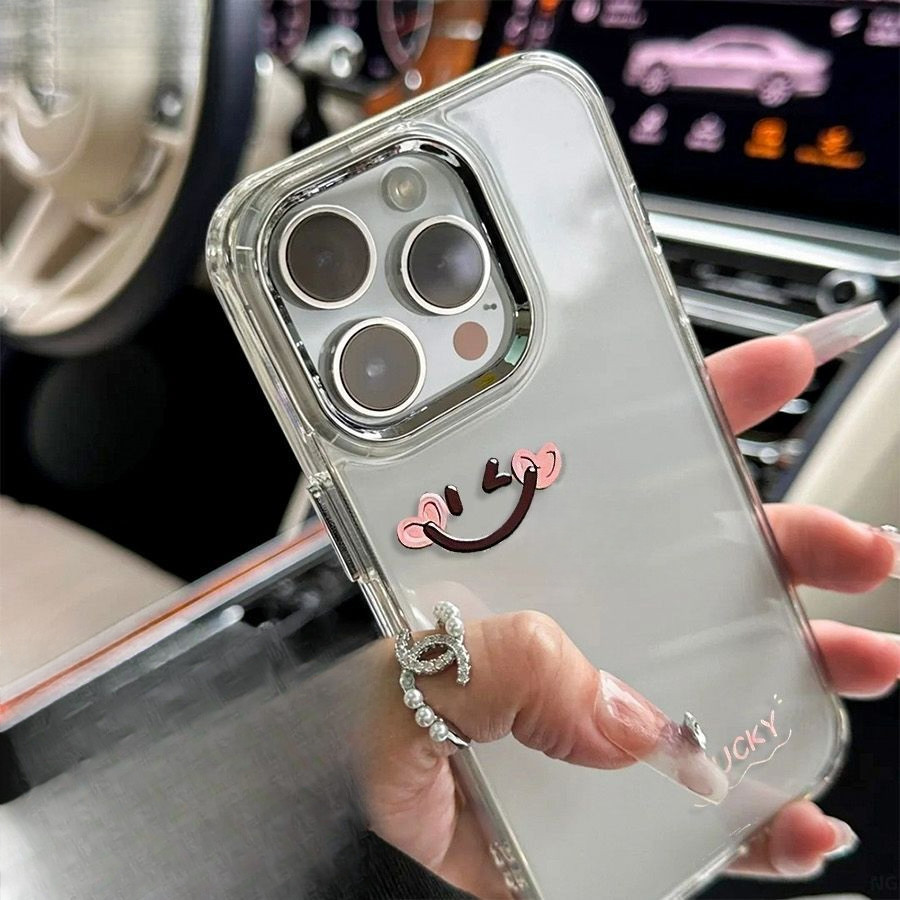 SAMSUNG สไตล์โบราณยิ้มหัวใจกรอบโลหะเคสโทรศัพท์สําหรับSamsung S24 S25 S23 S21 S22 S20 S21FE S20FE S24