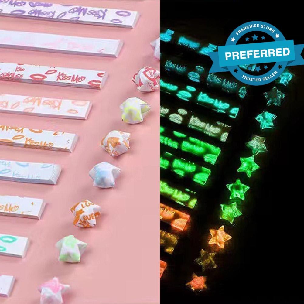 Set Star Origami Paper Lucky Star กระดาษพับ Glow In Luminous Dark H0g2