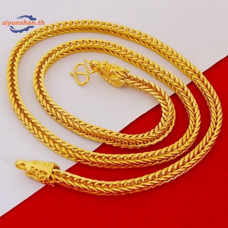 Ziyunshan โลหะผสมชุบทองมังกร Fox Tail สร้อยคอ 6 มม.เลียนแบบทองส่วนบุคคล Square Fox Tail สร้อยคอคอ th