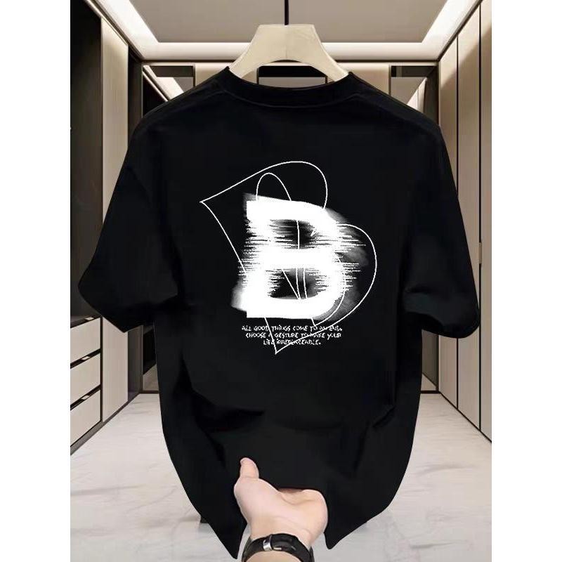 Y-T🧸เสื้อยืดชาย เสื้อยืด oversize ผ้าฝ้าย100% ไม่ต้องรีดผ้า สวมใส่สบาย วินเทจ ผ้านิ่ม ลาย "Letter B" แนวสตรีท