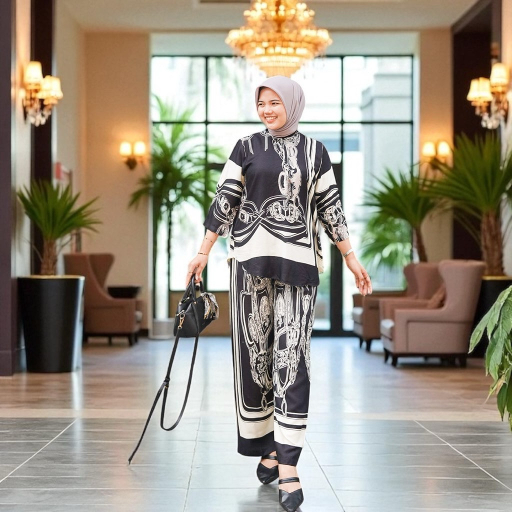 DOLLAR - ZFS SET VIELA PREMIUM MOTIF ADEM SETCEL LATEST / LALA SET RAYON DIAMOND / เสื้อผ้าผู้หญิงแล