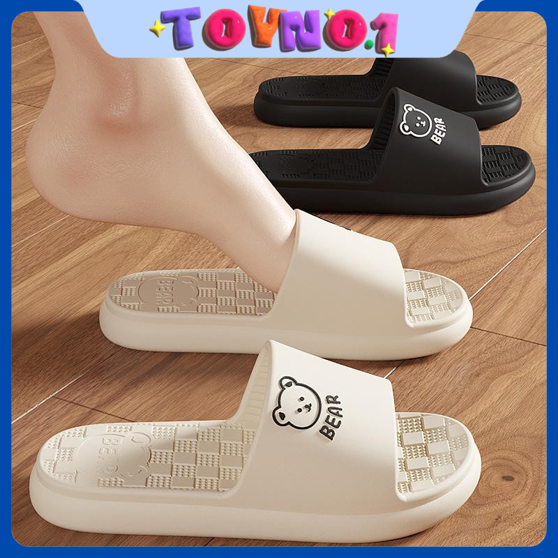 ToyNo.1🧸พร้อมส่ง🧸 "LT-202-1" รองเท้าแตะลำลอง แบบสวม ลายหมีน่ารัก พื้นนิ่ม ใส่สบาย มีให้เลือก 4สี