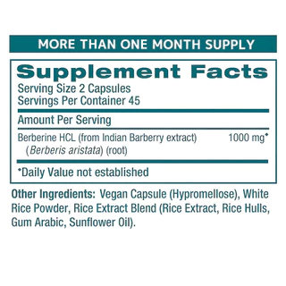​​Himalaya Berberine สารสกัดจากต้นบาร์เบอร์รี่ (500mg/แคปซูล) 90 แคปซูล