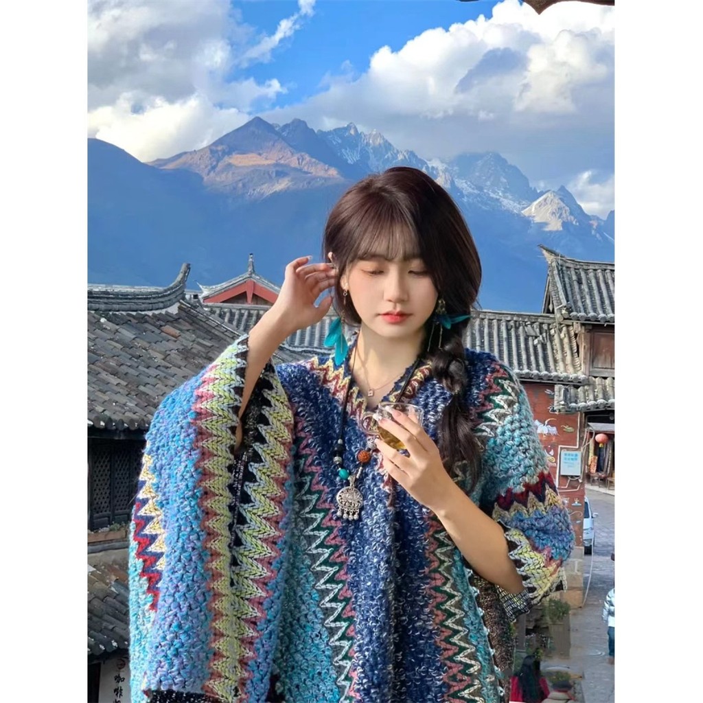 เสื้อคลุมไหล่สำหรับท่องเที่ยว แบบยูนนาน จากลี่เจียง พร้อมสายสะพาย
