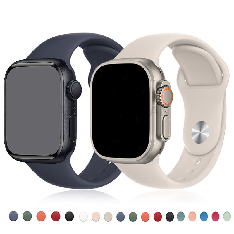 Silicone Strap For Apple Watch Band 46mm 44/40mm 41/45mm 49mm 42  38mm Sport Bracelet Correa iwatch 