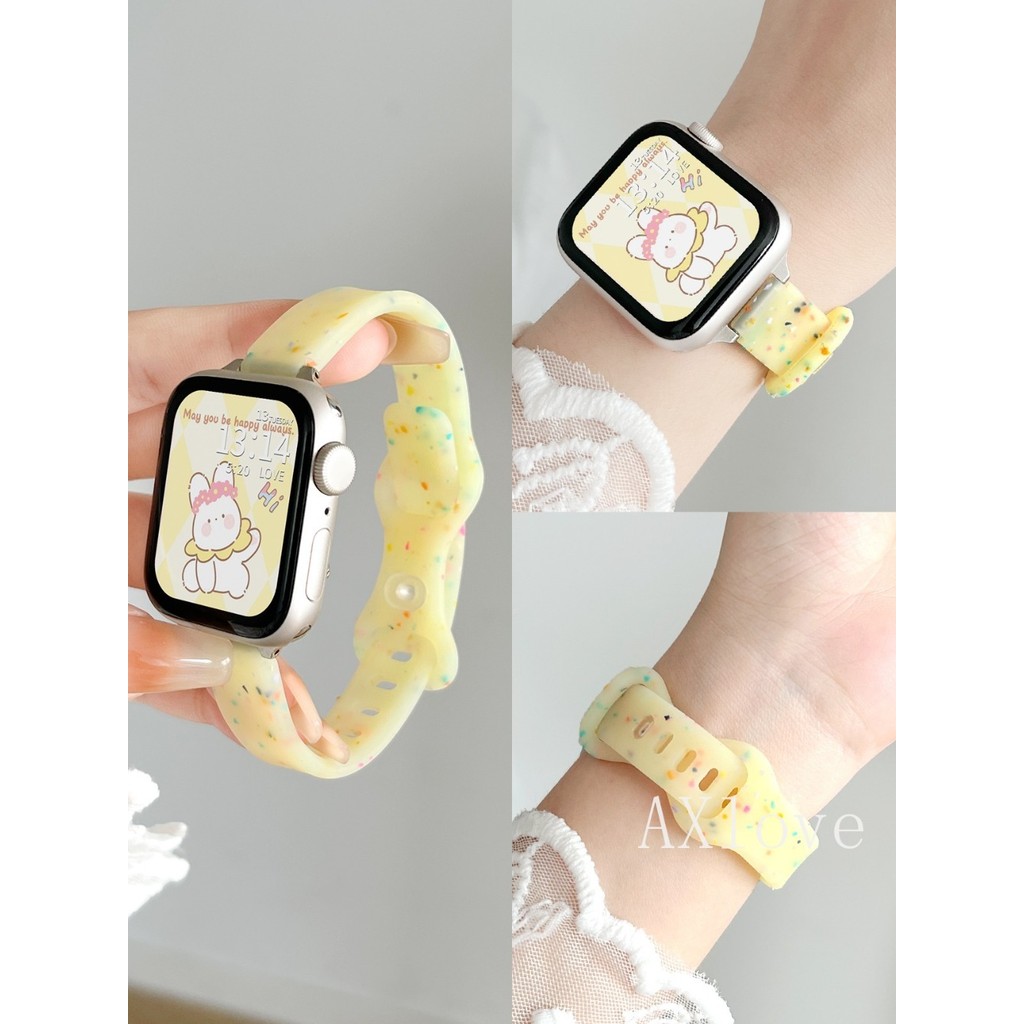 อิน สายรัดซิลิโคนสําหรับ แอปเปิล ดู 46 มม. 10 9 8 7 6 สร้อยข้อมือจุดสีสําหรับ ฉันดู ส11 วงดนตรี 41 45 38 มม.40 มม.44 42 49 พิเศษ
