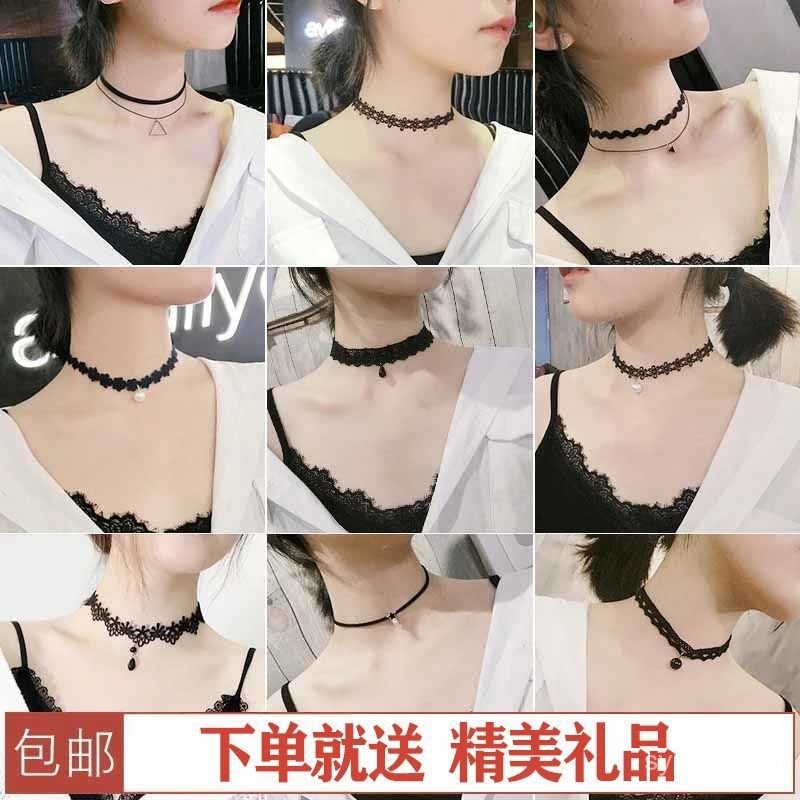สร้อยคอลูกไม้สีดำ.Clavicle Chain.W4MS เหมาะสำหรับนักเรียนและคนชอบสไตล์ Influencer