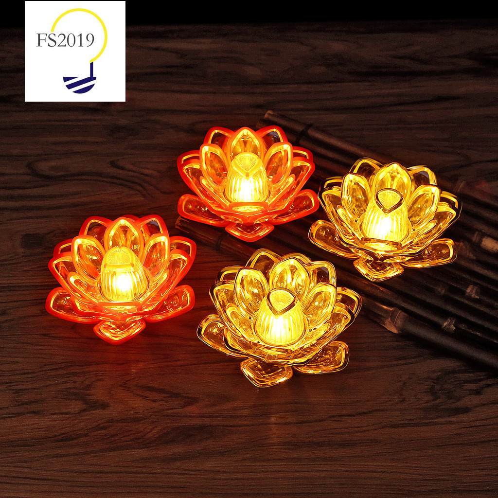 ใหม่ Deepavali LED โคมไฟดอกบัว Diwali โคมไฟตกแต่งตารางแบตเตอรี่ LED เทียน Lotus เครื่องประดับตาราง F
