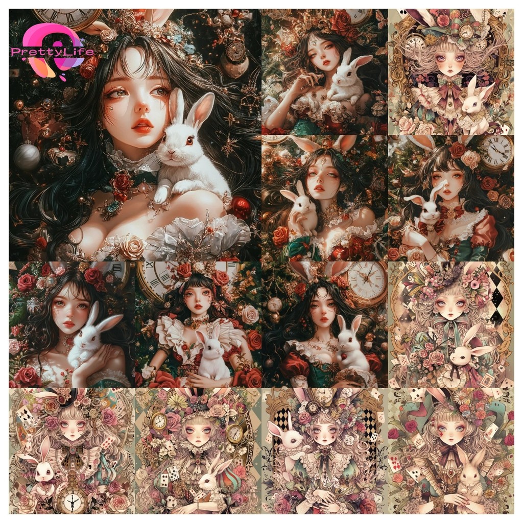PLสาวการ์ตูนกระต่าย5D DIY ภาพวาดเพชร/ภาพสีน้ํามันดิจิตอลคริสตัลปักครอสติสเพชรเต็มโมเสคเพชรชุดเย็บปักถักร้อย Rhinestone ตกแต่งบ้าน