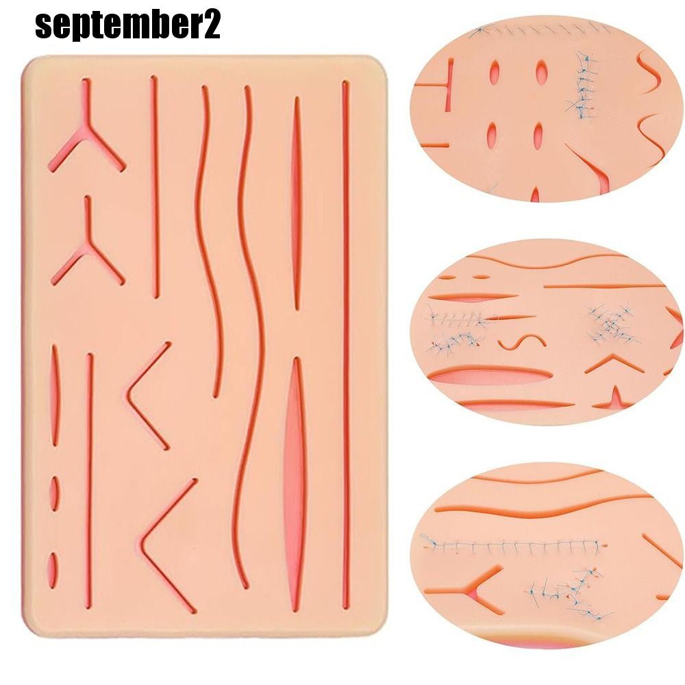 แผ่นฝึกเย็บ SEPTEMBER ตาข่ายติดทนนาน 3 ชั้นแผ่นผิวซิลิคอนแข็งแรง 14 แผลแบบพกพา Hard To Rip Training 