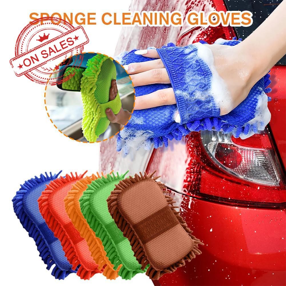 ล้างรถ Mitt พรีเมี่ยม Chenille ไมโครไฟเบอร์ล้างฟองน้ําดูดซับซักผ้า Scratch-free N8y2