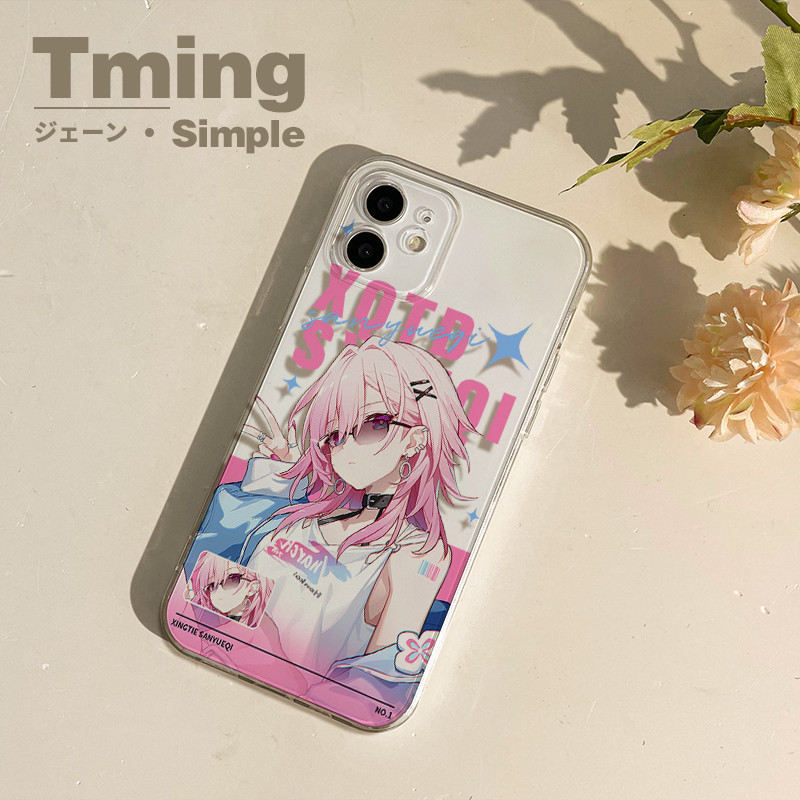 เคส TPU iPhone สําหรับ 11/12/13/14/15/16/Pro/Max พร้อมรางดาว Honkai Star Rail March7th