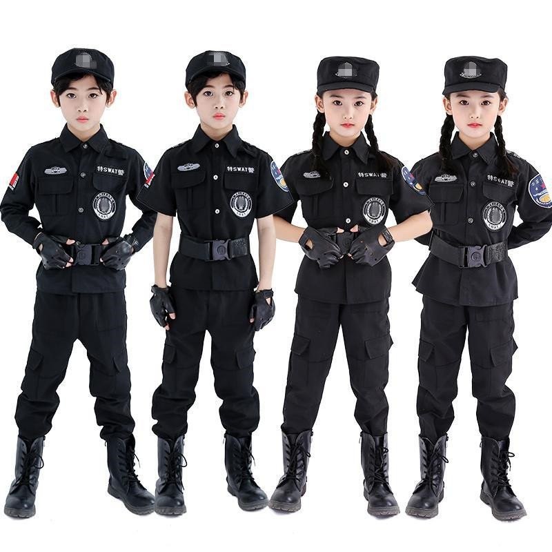 เครื่องแต่งกายตำรวจเด็กสำหรับชายและหญิง พร้อมสวมเสียบในบทบาทเล่น