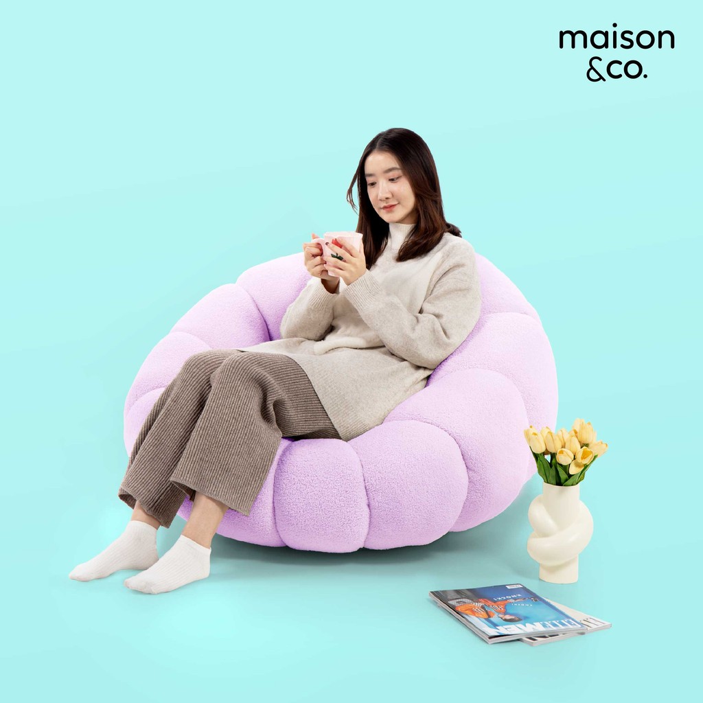SB Design Square อาร์มแชร์ รุ่น Tempula ผ้าขนนุ่ม สีม่วงอ่อน (103x110x64 ซม.)  แบรนด์ MAISON&CO.
