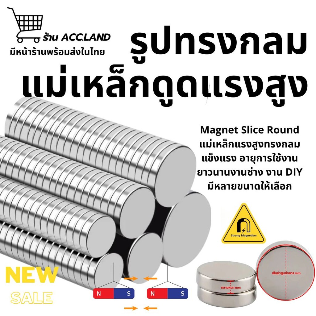 [พร้อมส่ง] แม่เหล็ก ทรงกลม แม่เหล็กแรงสูง แม่เหล็กนีโอไดเมีย Magnet Neodymium แม่เหล็กแรงดูดสูง ความหนา 1มิล