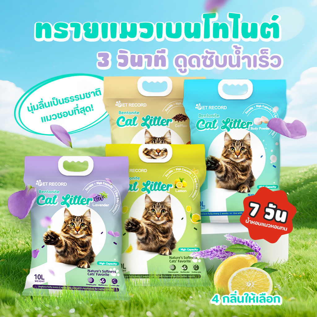 Pet Store 5L/10Lครอกแมวเบนโทไนท์ เบนโตไนท์ เกรดอาหาร ควบคุมกลิ่น จับเป็นก้อน ดูดซับน้ําได้สูง คละแบบ