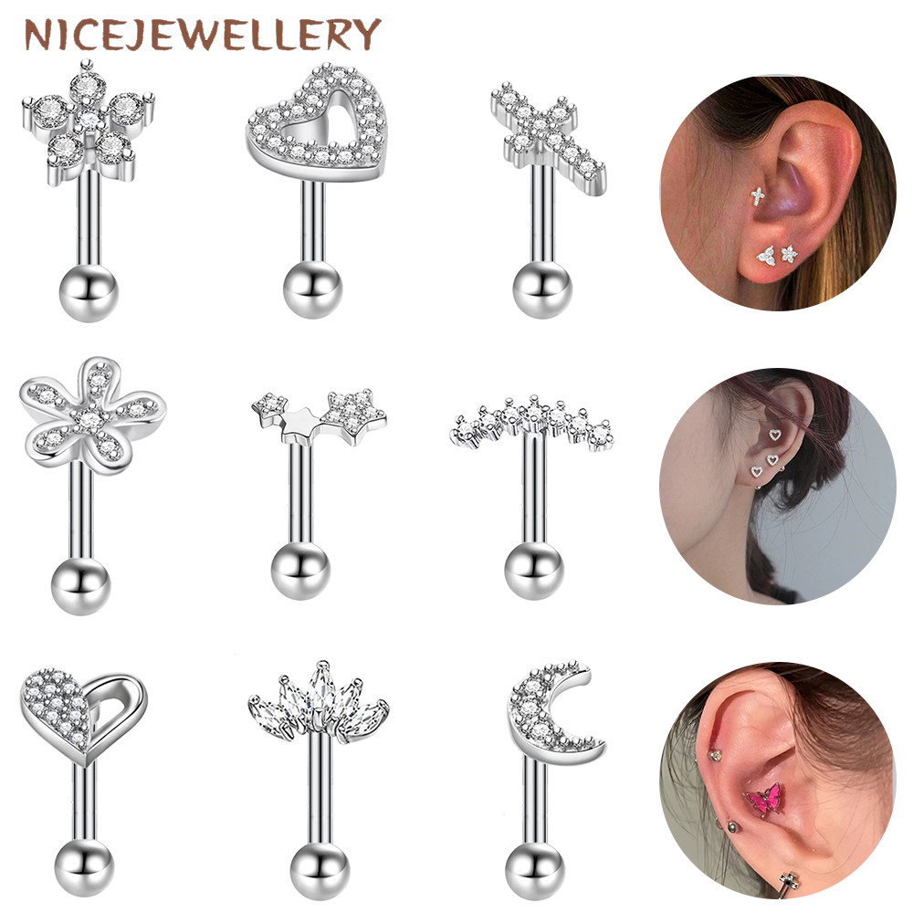 สกรูกลับสังข์หูแบบผีเสื้อ สำหรับเจาะกระดูกอ่อน ขนาด 16G Tragus Helix