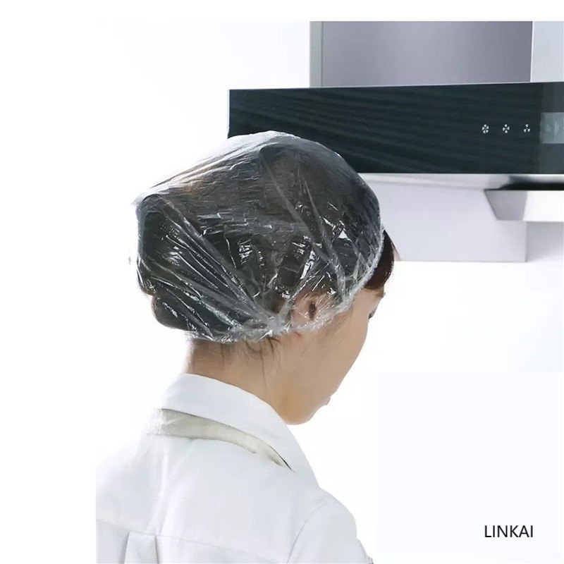 100 ชิ้นทิ้งหมวกอาบน้ําอาบน้ําพลาสติกกันน้ําผู้หญิงหัวหมวกอาบน้ํา (HWC)