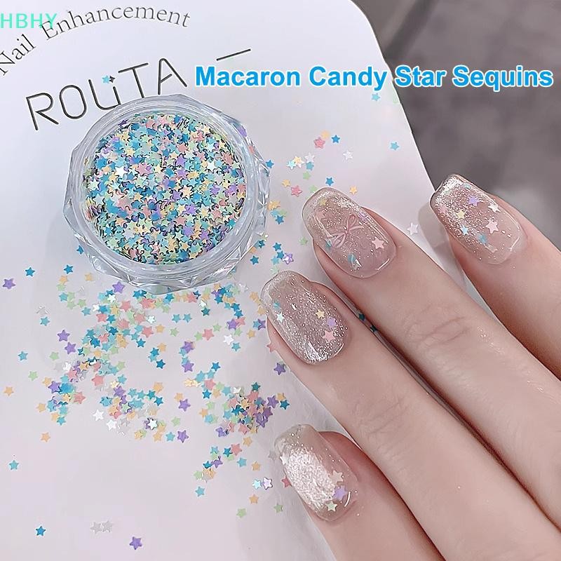 HB น่ารัก Star Shape สีเล็บ Glitter สําหรับเล็บเล็บ Charm อุปกรณ์ตกแต่งเล็บ DIY HY