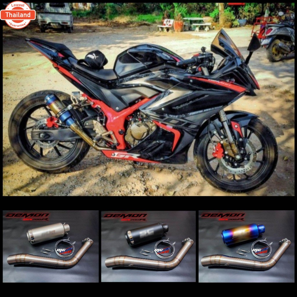 ท่อGpx Gr200R ปลายเอสซีพร้อมสลิปออนสแตนเลสแท้